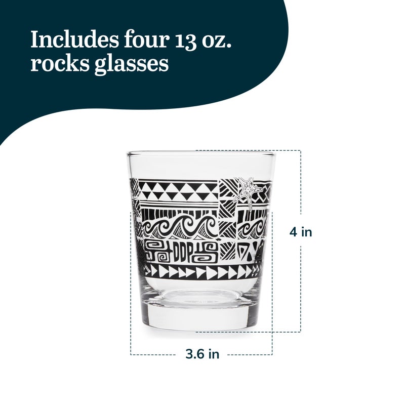 Libbey Tiki Rocks Glasses Set, Vintage-style Glassware Drinking Glasses Set of 4, Exotic, Dishwasher Safe Glasses for Backyard Luau or Pool Party - Image 3
